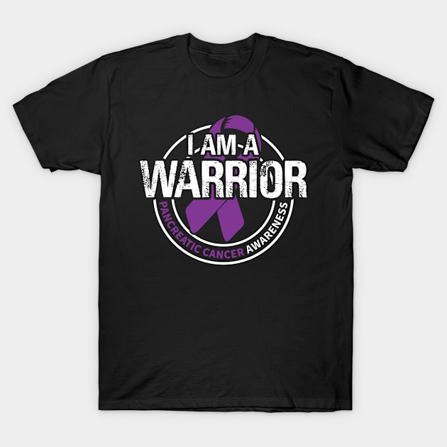 I Am A Warrior Pancreatic Cancer Awareness Ribbon T-Shirt by mateobarkley67